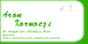 aron kormoczi business card